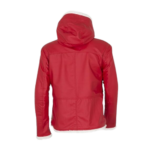 Mens Christmas Red Hooded Leather Jacket