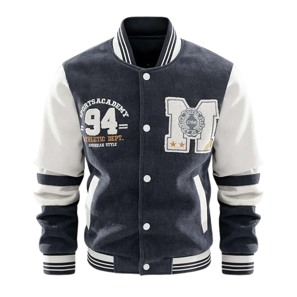 Mens College Letterman Baseball Blue Varsity Jacket