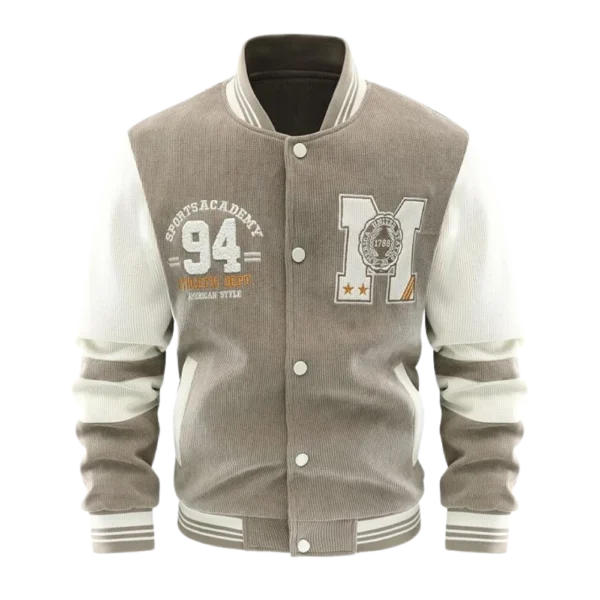 Mens College Letterman Baseball Khaki Varsity Jacket