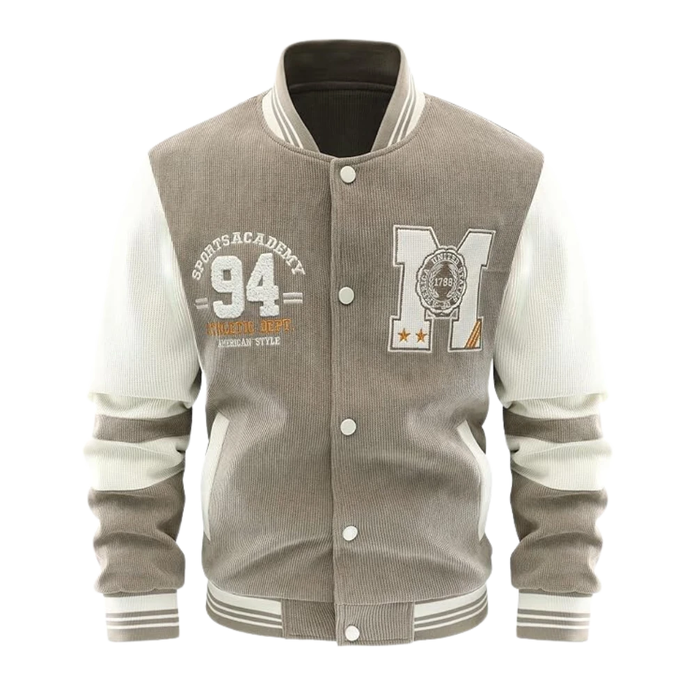 Mens College Letterman Baseball Khaki Varsity Jacket