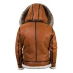 Mens Faux Suede Shearling Leather Coat Zipper Fur Hooded Sherpa Lined Brown Winter Thicken Warm Jacket Outwear Pocket (3)