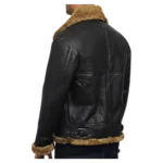 Mens Flying B3 Bomber Shearling Leather Black Jacket