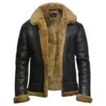 Mens Flying B3 Bomber Shearling Leather Black Jacket