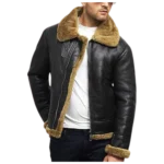 Mens Flying B3 Bomber Shearling Leather Black Jacket