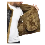 Mens Flying B3 Bomber Shearling Leather Black Jacket