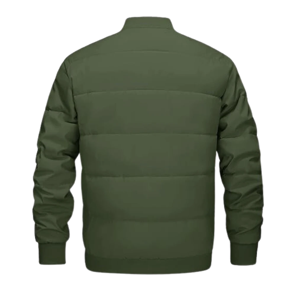 Mens Lightweight Army Green Bomber Varsity Jacket