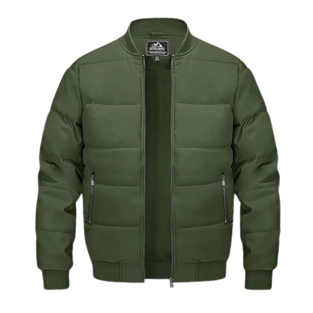 Mens Lightweight Army Green Bomber Varsity Jacket