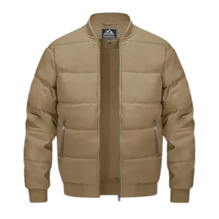 Mens Lightweight Khaki Bomber Varsity Jacket
