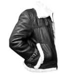Mens RAF Pilot Aviator B3 Bomber Shearling Leather Black Jacket