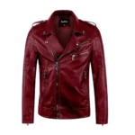 Men's Vintage Asymmetric Zip Biker Leather Christmas Jacket