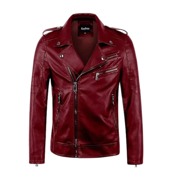 Men's Vintage Asymmetric Zip Biker Leather Christmas Jacket