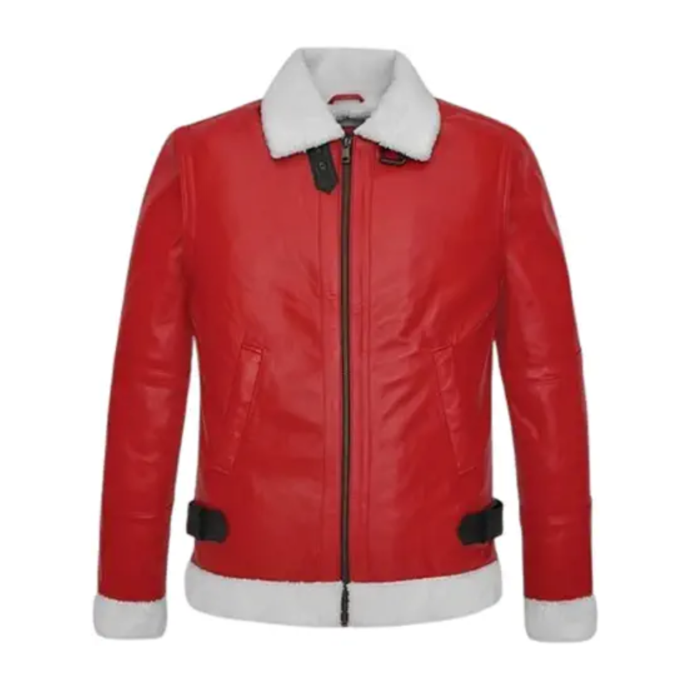 Ryan Reynolds Spirited Fur Shearling Suede Leather jacket, Santa Claus Style