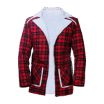 Wade Willson Christmas Style Red Flannel Fur Shearling Coat