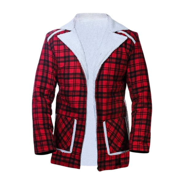 Wade Willson Christmas Style Red Flannel Fur Shearling Coat