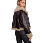 Womens Aviator Shearling Brown Leather Jacket