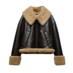 Womens Aviator Shearling Brown Leather Jacket