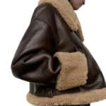 Womens Aviator Shearling Brown Leather Jacket