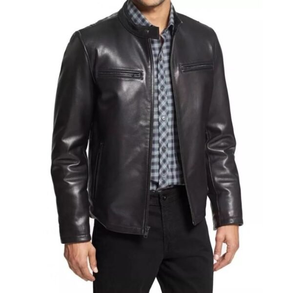 Men's Black Pronto Uomo Leather Jacket - Front look