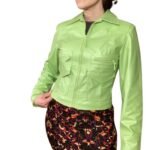 Women's Marc Mattis Green Faux Leather Jacket - Front look