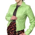 Women's Marc Mattis Green Faux Leather Jacket - Side look