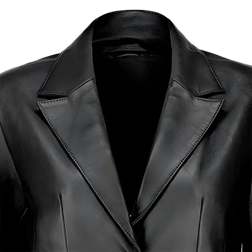 Womens Margaret Godfrey Black leather jacket Collar