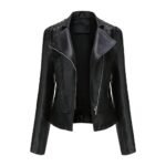 womens black rivet leather jacket